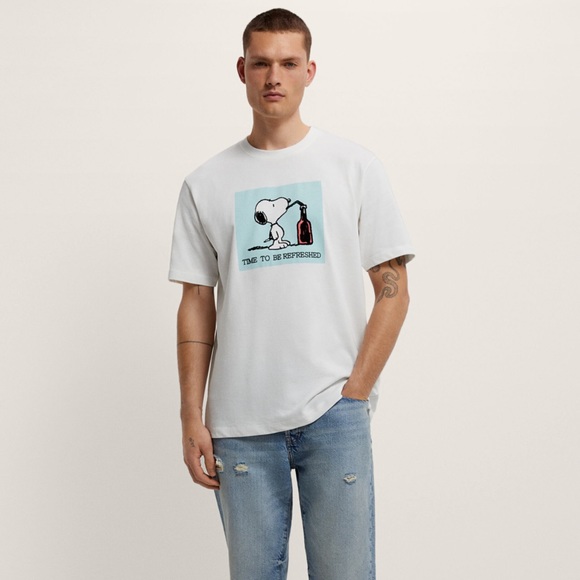 Zara Shirts Zara Snoopy Peanuts Time To Be Refreshed Ostiary White Short Sleeve T Shirt